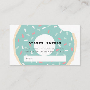 Mint Green Donut Baby shower Luier Raffle Ticket Informatiekaartje