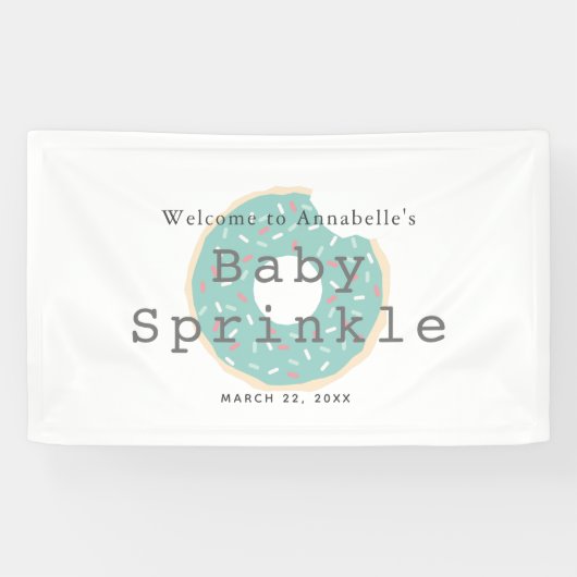Mint Green Donut Baby Sprinkle / Douche Banner (Horizontaal)