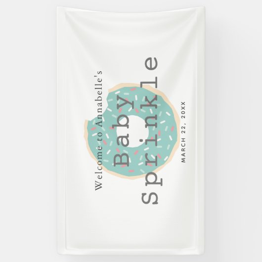 Mint Green Donut Baby Sprinkle / Douche Banner (Verticaal)