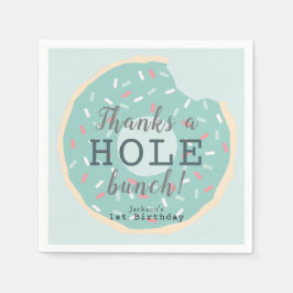 Mint Green Donut Boy's Verjaardag Dank u Servet