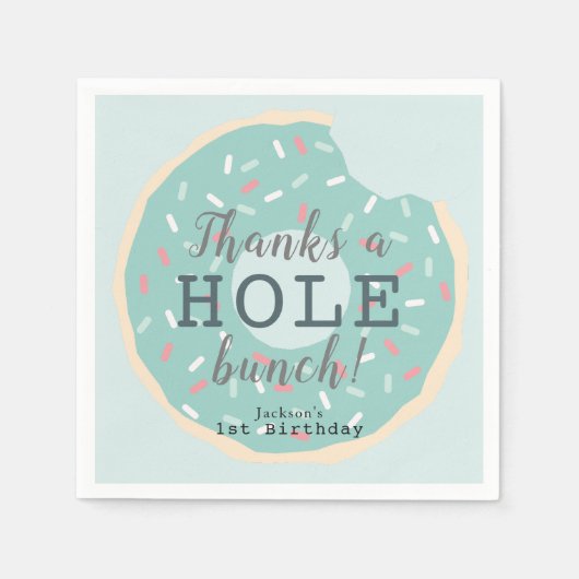 Mint Green Donut Boy's Verjaardag Dank u Servet (Voorkant)