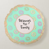 Mint Green Donut Touch Round Pillow Rond Kussen (Voorkant)