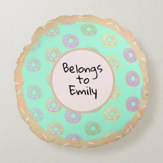 Mint Green Donut Touch Round Pillow Rond Kussen (Voorkant)