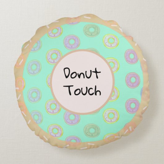 Mint Green Donut Touch Round Pillow Rond Kussen (Achterkant)