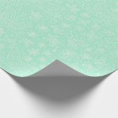 Mint Green Doodle Christmas Sleigh Pattern Cadeaupapier (Hoek)