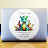Mint Green Dragon Baby shower Bedankt Sticker