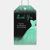 Mint Green Dress Faux Glitter Quinceanera Cadeaulabel (Voorkant)