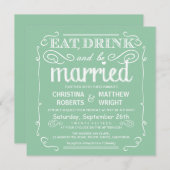 Mint Green Eat Drink en zijn huwelijkshuwelijk uit Kaart (Voorkant / Achterkant)