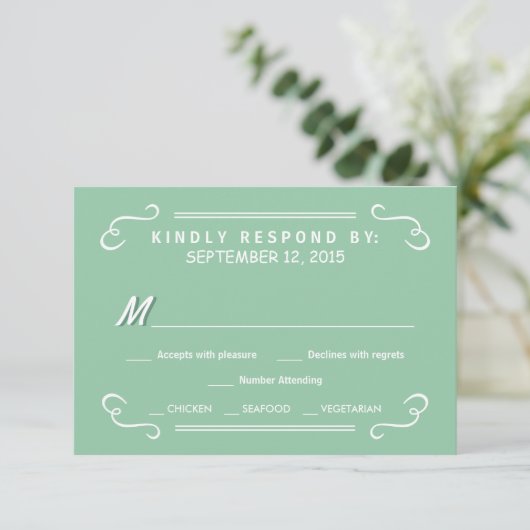 Mint Green Eat Drink & RSVP Rustic Wedding Reply (Staand voorkant)