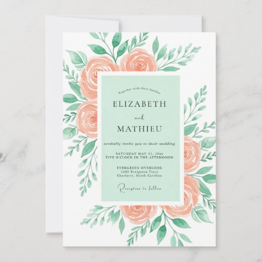Mint Green Effervescent Spring Wedding Kaart (Voorkant)