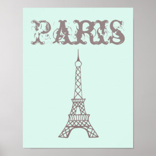 Mint Green Eiffel Tower Wall Art Poster