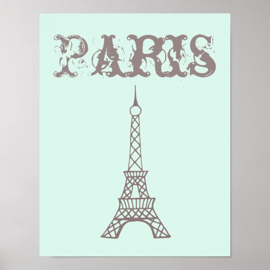 Mint Green Eiffel Tower Wall Art Poster (Voorkant)