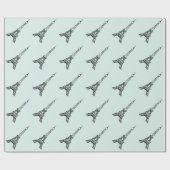 Mint Green Eiffel Tower Wrapping Paper Cadeaupapier (Vlak)