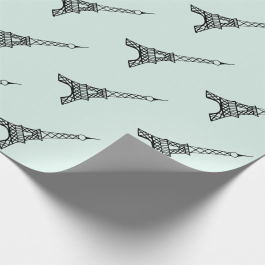 Mint Green Eiffel Tower Wrapping Paper Cadeaupapier (Hoek)