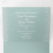 Mint Green Elegance bruiloft Drieluik Uitnodiging (Binnenzijde eerst)