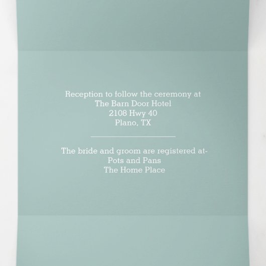 Mint Green Elegance bruiloft Drieluik Uitnodiging (Binnenkant midden)