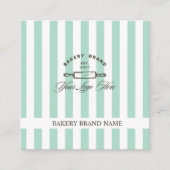  Mint Green Elegant Gestreepte Bakkerij Logo Vierkante Visitekaartje (Voorkant)