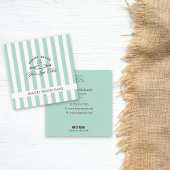  Mint Green Elegant Gestreepte Bakkerij Logo Vierkante Visitekaartje