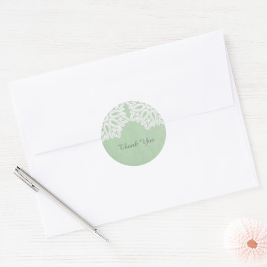 Mint Green Elegant Lace Dank u Stickers (Envelop)