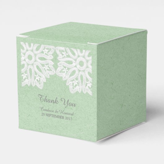 Mint Green Elegant Lace Favor Boxes Bedankdoosjes (Voorkant Zijde)
