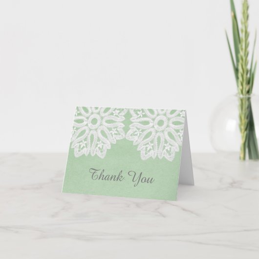 Mint Green Elegant Lace Hartelijk dank Bedankkaart (Voorkant)