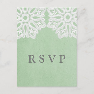 Mint Green Elegant Lace RSVP Briefkaart