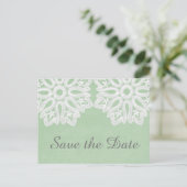 Mint Green Elegant Lace Save the Date Briefkaart (Staand voorkant)
