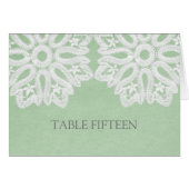 Mint Green Elegant Lace Table Number Kaart (Voorkant Horizontaal)