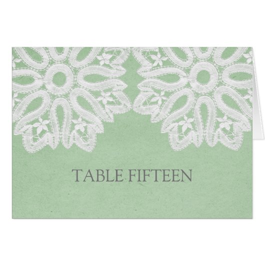 Mint Green Elegant Lace Table Number Kaart (Voorkant Horizontaal)