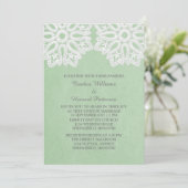 Mint Green Elegant Lace Wedding Invite Kaart (Staand voorkant)