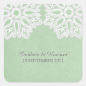 Mint Green Elegant Lace Wedding Stickers (Voorkant)