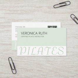 Mint Green Elegant Minimalistische Pilates QR-code Visitekaartje