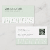 Mint Green Elegant Minimalistische Pilates QR-code Visitekaartje (Voorkant / Achterkant)