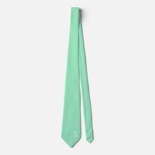 Mint Green Elegant Monogram + Naam Stropdas (Voorkant)