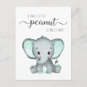 Mint Green Elephant Baby shower Uitnodiging Briefkaart (Voorkant)