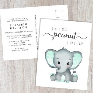 Mint Green Elephant Baby shower Uitnodiging Briefkaart