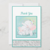 Mint Green Elephant Boy Girl Baby shower Bedankkaart (Voorkant)