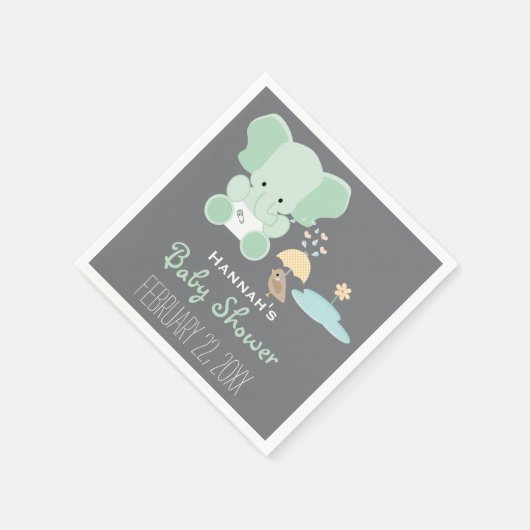 Mint Green Elephant in Luiers Vogel Baby shower Servet (Hoek)