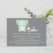 Mint Green Elephant Little Bird Baby shower Kaart (Staand voorkant)