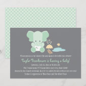 Mint Green Elephant Little Bird Baby shower Kaart (Voorkant / Achterkant)
