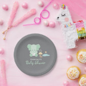 Mint Green Elephant Little Bird Baby shower Papieren Bordje (Feest)