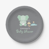 Mint Green Elephant Little Bird Baby shower Papieren Bordje (Voorkant)