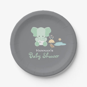 Mint Green Elephant Little Bird Baby shower Papieren Bordje