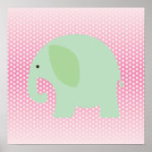 Mint Green Elephant op Roze Poster (Voorkant)