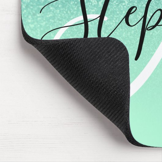 Mint Green en Blauwgroen Glitter Ombre Sparkle Mon Muismat (Hoek)