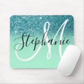 Mint Green en Blauwgroen Glitter Ombre Sparkle Mon Muismat (Met muis)