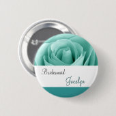 Mint Green en Blauwgroen Roos Bridesmaid Button (Voorkant /achterkant)