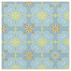 Mint Green en Blue    Floral Pattern Stof