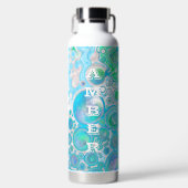 Mint Green en Blue Fluid Art Waterfles (Voorkant)