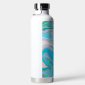 Mint Green en Blue Fluid Art Waterfles (Rechts)